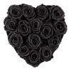 Herzförmige Rosenbox mit schwarzen Infinityrosen von oben