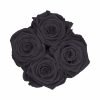 Kleine Rosenbox mit vier Infinityrosen in schwarz von oben