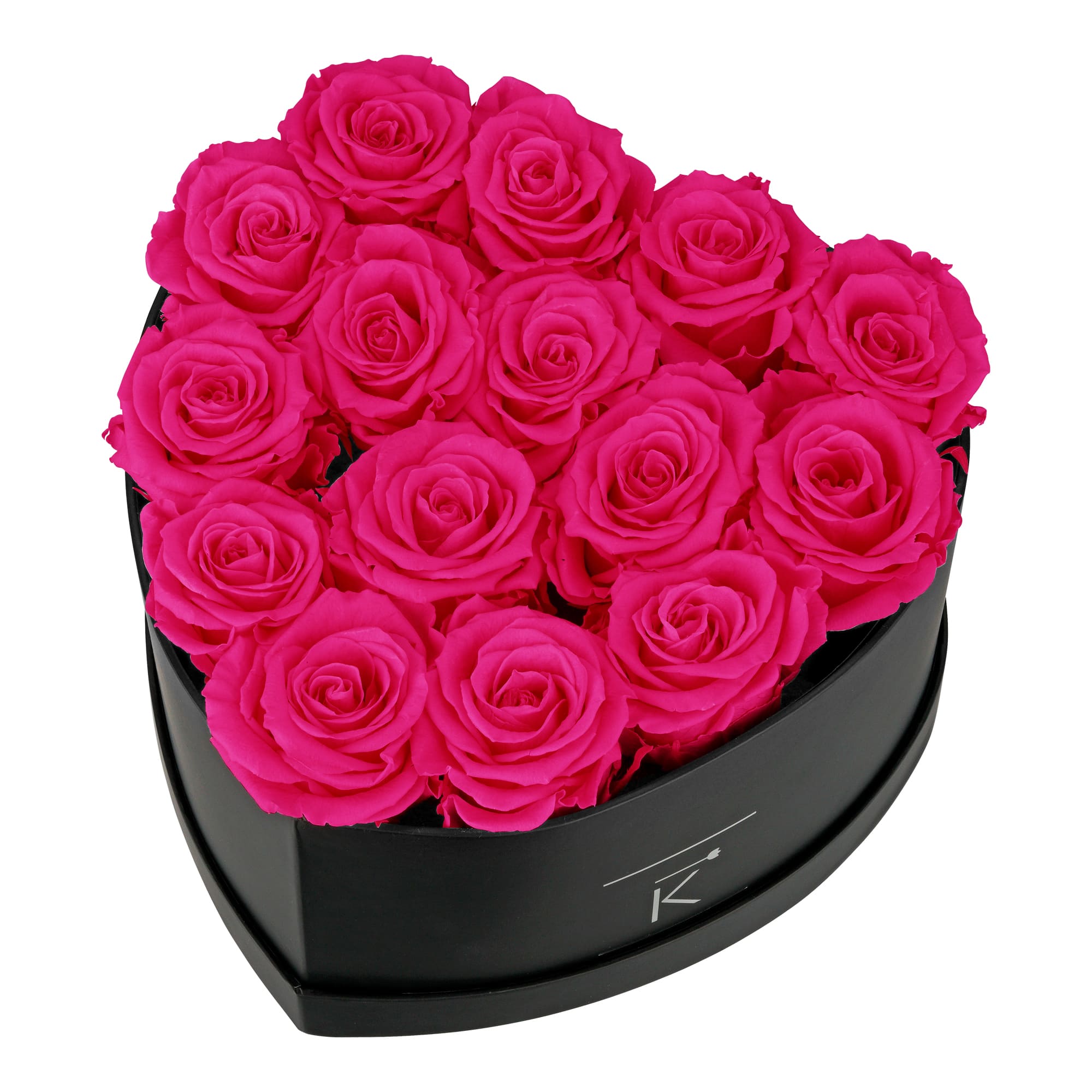 Rosenbox in Herzform mit purple pinken Infinityrosen
