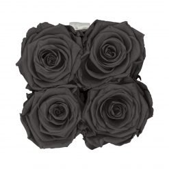 Eckige Rosenbox in schwarz weiß mit schwarzen Rosen von oben
