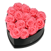 Rosenbox in Herzform mit peach pinken Infinityrosen