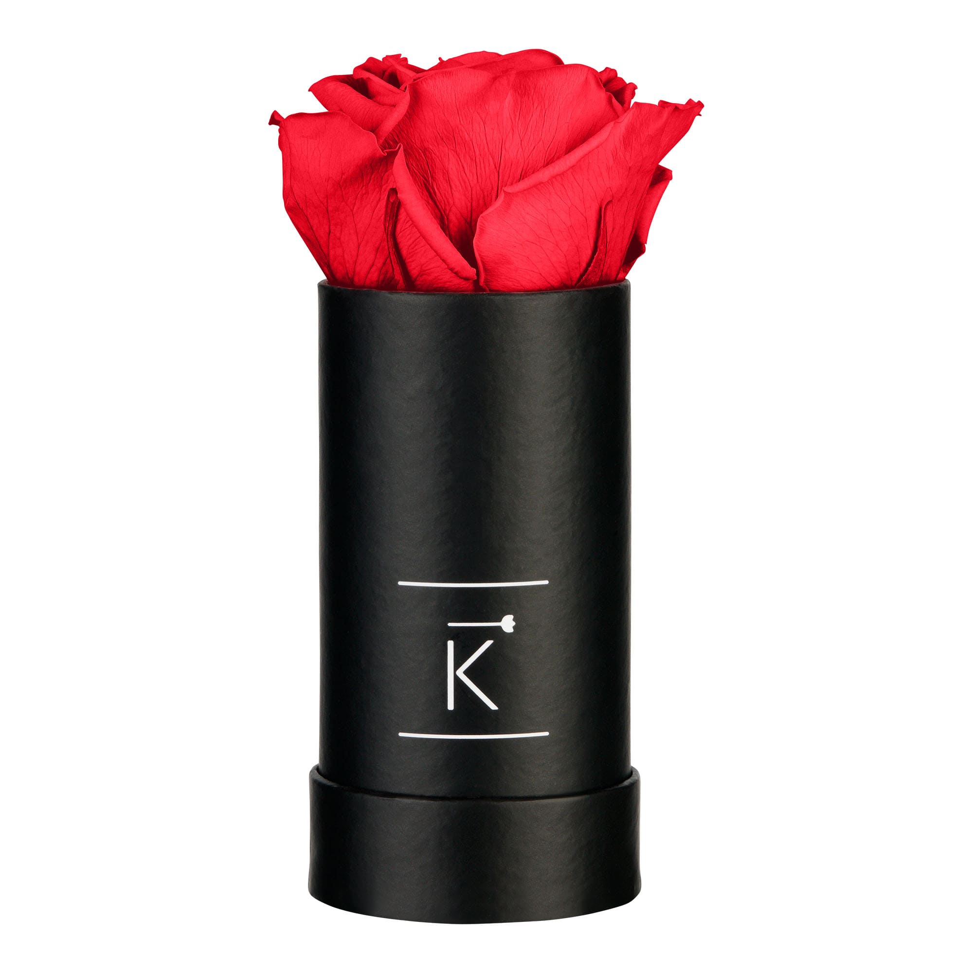 Kleine schwarze Rosenbox mit roter Infinityrose