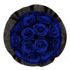 Gorgeous Rosenbox schwarz, blaue Rosen, Ansicht von oben