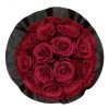 Gorgeous Rosenbox schwarz, dunkelrote Rosen, Ansicht von oben