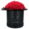 Gorgeous Rosenbox schwarz, peach pinke Rosen, Ansicht von vorne