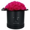 Gorgeous Rosenbox schwarz, purple pinke Rosen, Ansicht von vorne